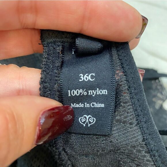 Victorias Secret Black Sheer Floral‎ Lace Lingerie Nightgown Size 36C - Picture 8 of 9